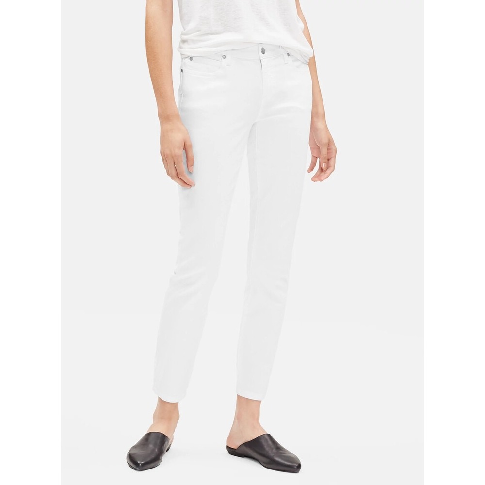 Eileen Fisher System Organic Cotton Slim Ankle Jean Slim Fit White Sz 12 Stretch